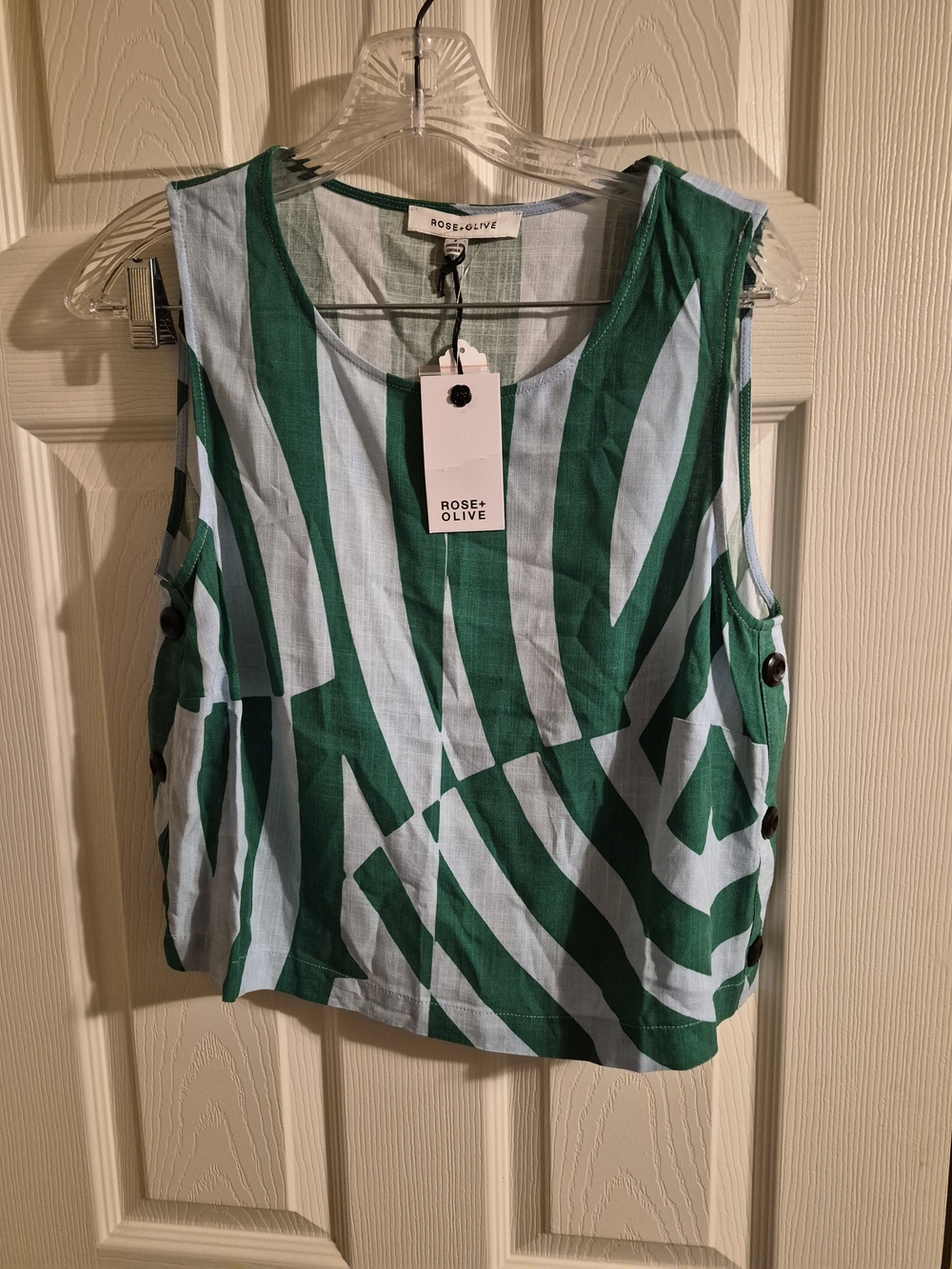 Rose & Olive Green Stripe Sleeveless Women’s Top